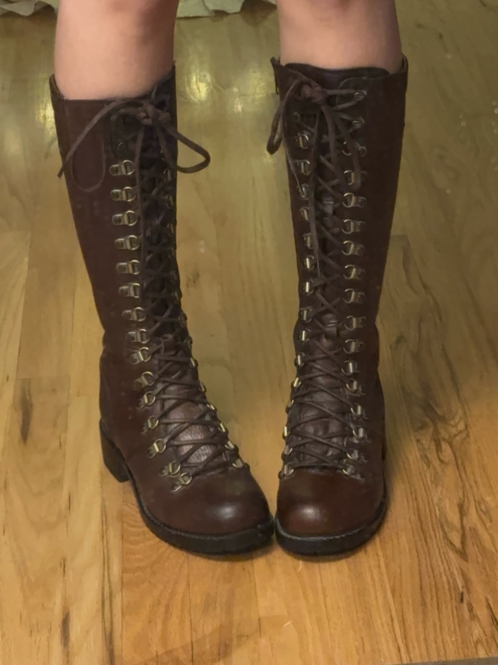 Black Label Frye Dark Brown Knee-High Lace-Up Boots amazing condition RARE - Picture 4 of 12